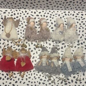 Festive Angel Ornament Collection - Red, Gray, White, Pink, Blue - 11 pcs